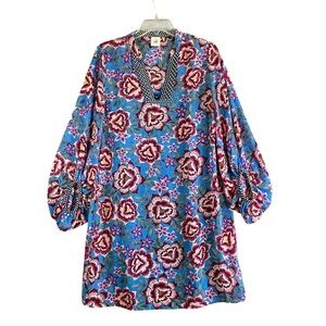 CABI Primrose Floral Tunic Dress Separate Blue Slip Size Small